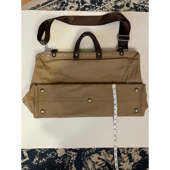 Line of Trade No. 0312 Tan Canvas Leather Trim Weekender Duffel Bag Mens Travel - Picture 11 of 11